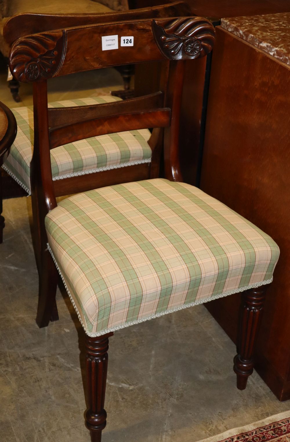 A set of six Regency mahogany dining chairs